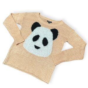Streetwear Society Peach Panda Knit Sweater Small Cute Comfy Kawaii Long Sleeve